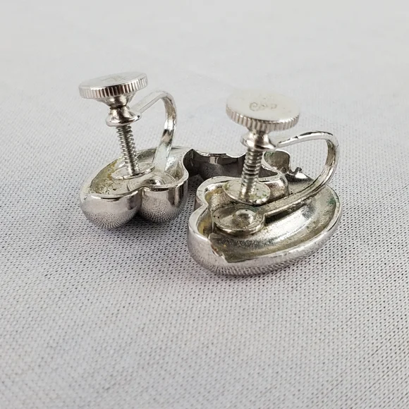 VTG Silver Tone Swirl Coro Signed Screw Back Earrings - Picture 6 of 7